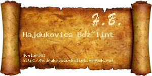 Hajdukovics Bálint névjegykártya